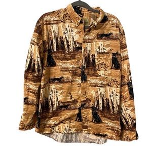Field Tested Mens Shirt Duck Hunting Birds Dogs Button Down Vintage 90s L 42/44